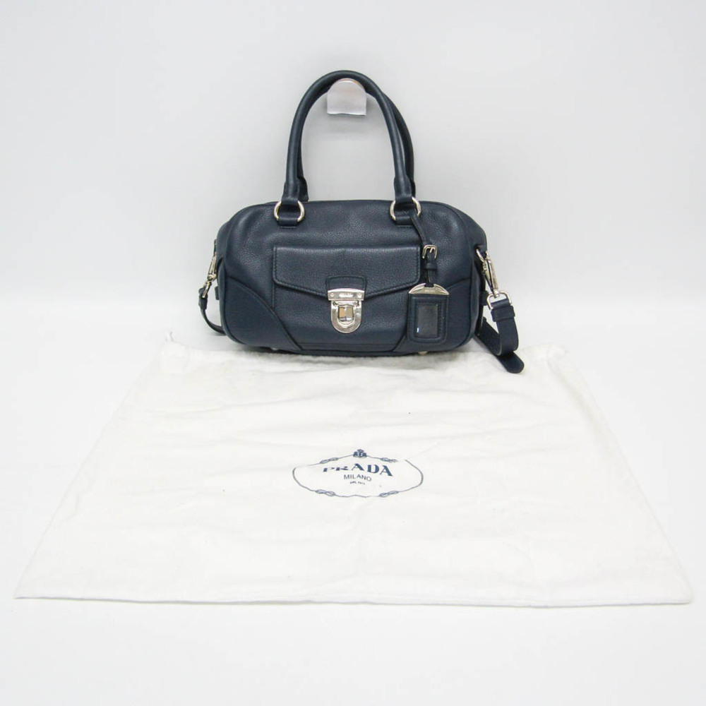 PRADA Blue Leather Shoulder Bag - Picture 2 of 14